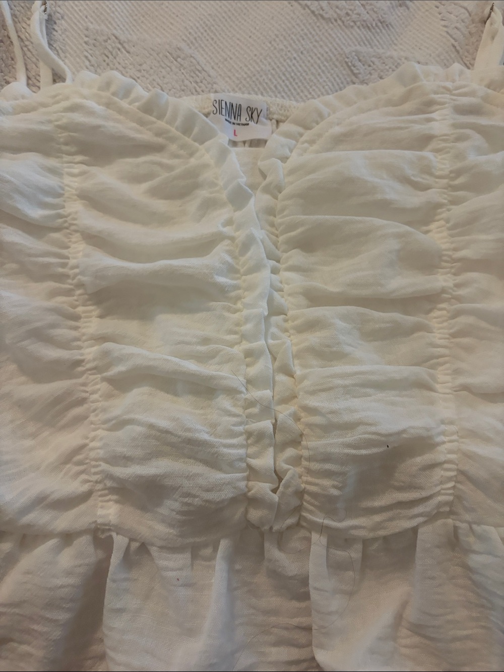 Sienna Sky Ivory Ruffled Ruched Camisole - Picture 2 of 6
